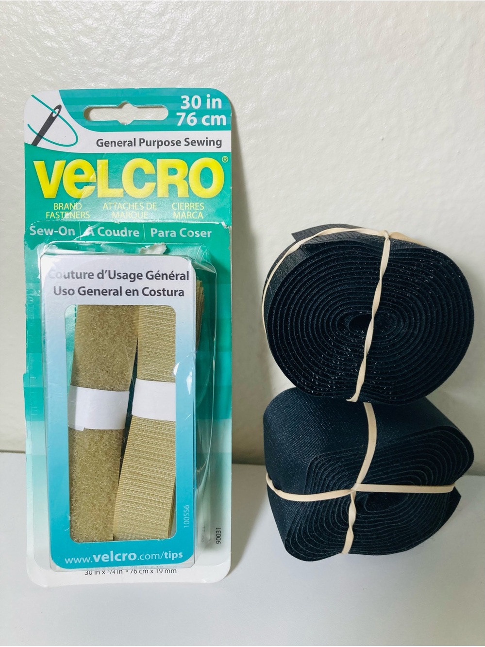 VELCRO‎ Sew-On and 2 Long Velcro Strips (1 Soft, 1 Hard)